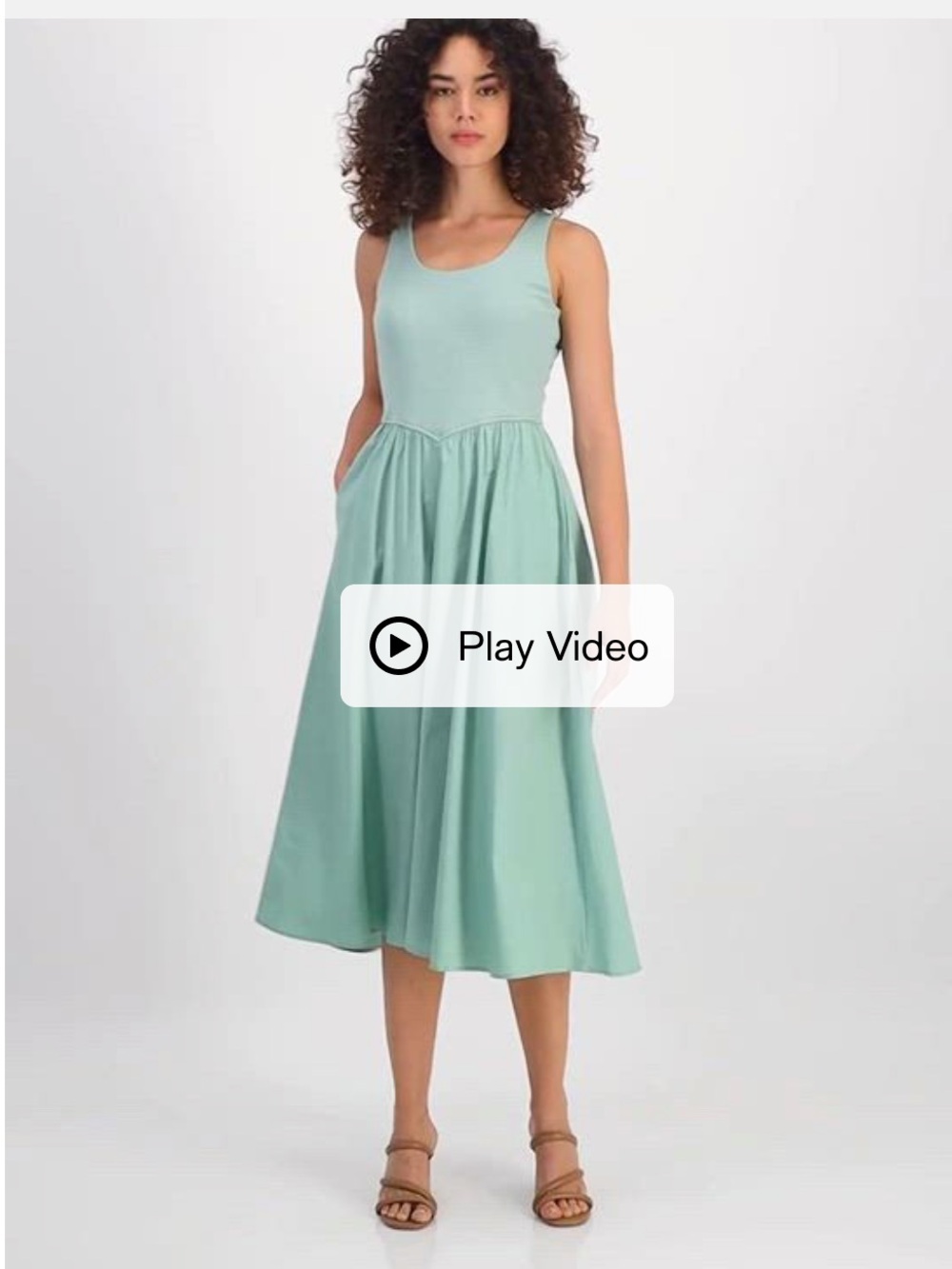 NWT And Now This Macy’s Women's Mixed-Media Sleeveless Midi Dress Green Small